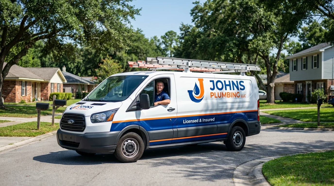 Johns Plumbing LLC service van in Aberdeen Proving Ground, MD