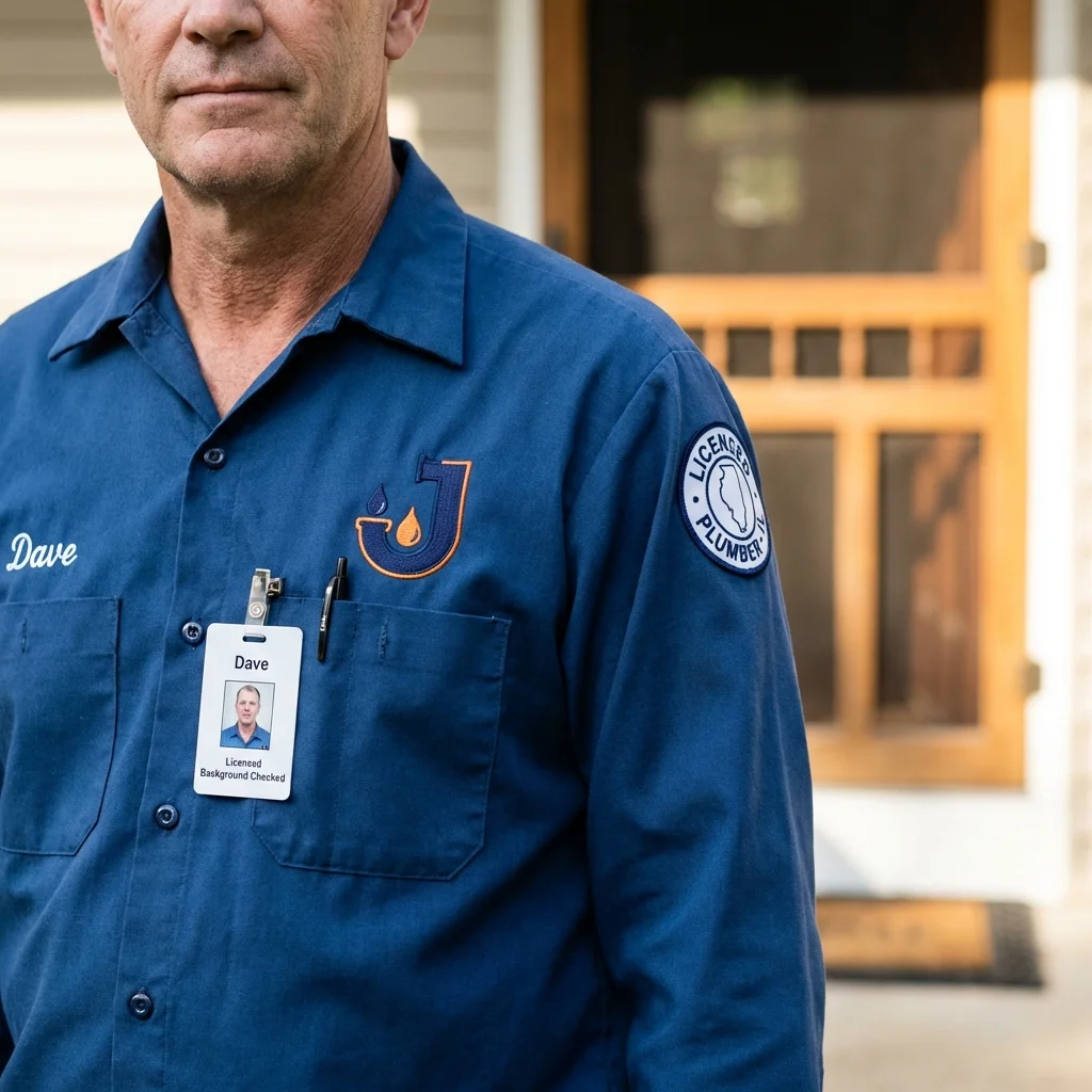 Licensed plumber showing ID badge in Aberdeen Proving Ground, MD