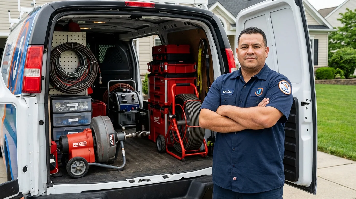 Professional drain cleaning equipment and Johns Plumbing LLC plumber in Aberdeen Proving Ground